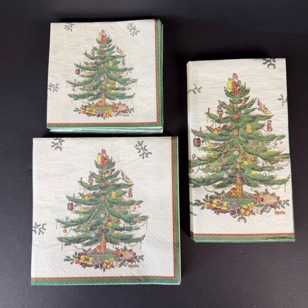 Lot of New & Open Spode Christmas Tree Paper Napkins-Beverage, Luncheon, Dinner